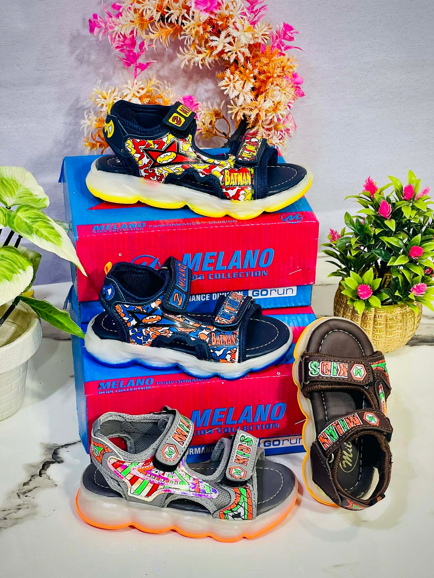 Melano Kids Light-Weight Sandals – Boys Cartoon Printed Summer Sandals