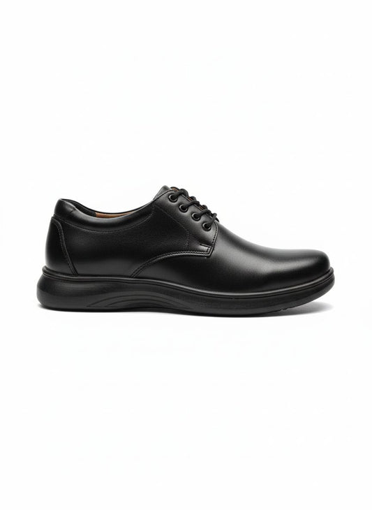 The Executive Comfort Lace-Up: Premium Black Leather Business Casual Shoe