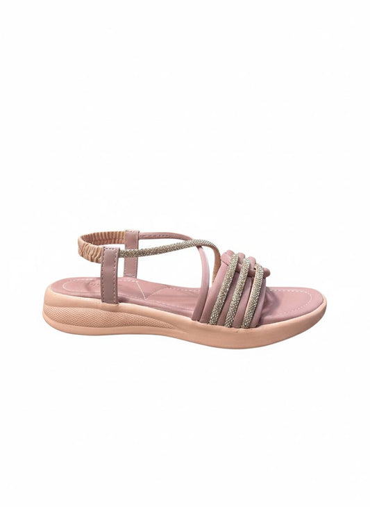 Women’s Mauve Embellished Strappy Sandals – Comfort Wedge Sole