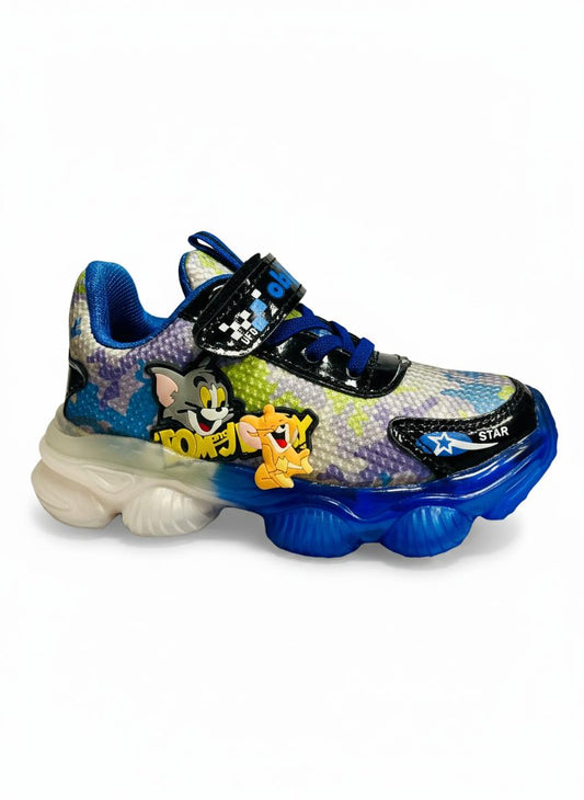 Kids Tom & Jerry LED Light-Up Breathable Mesh, Soft Sole, Anti-Slip Running Shoes