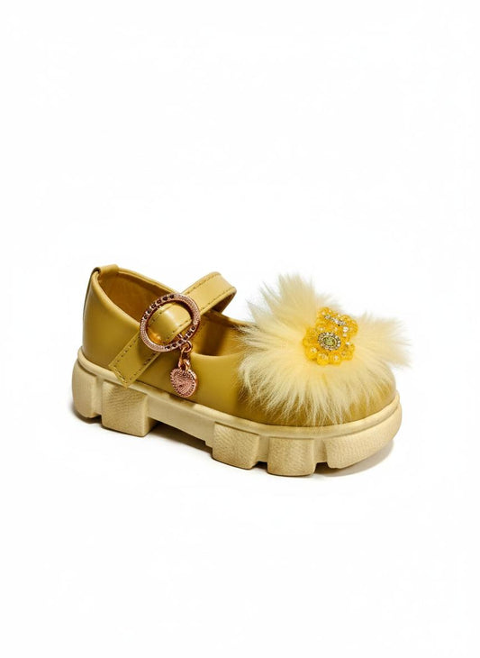 Baby Girl Fancy Fur Soft Sole Shoes – Elegant Party Wear Sandals