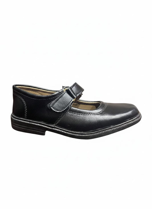 Classic Girls Black School Shoes with Comfortable Strap