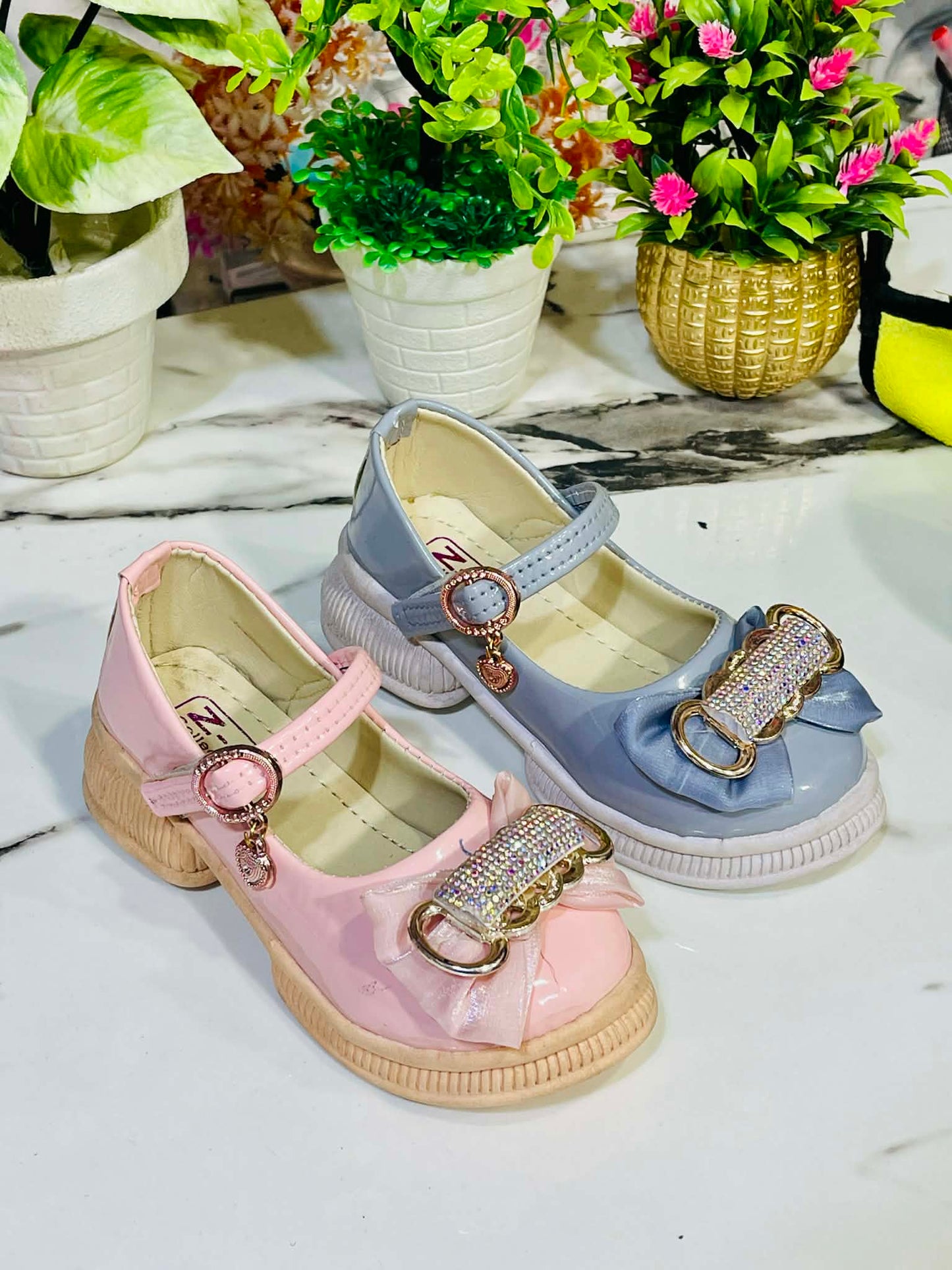 Baby Girl Fancy Bow Crystal Charm Shoes – Soft & Stylish Party Wear