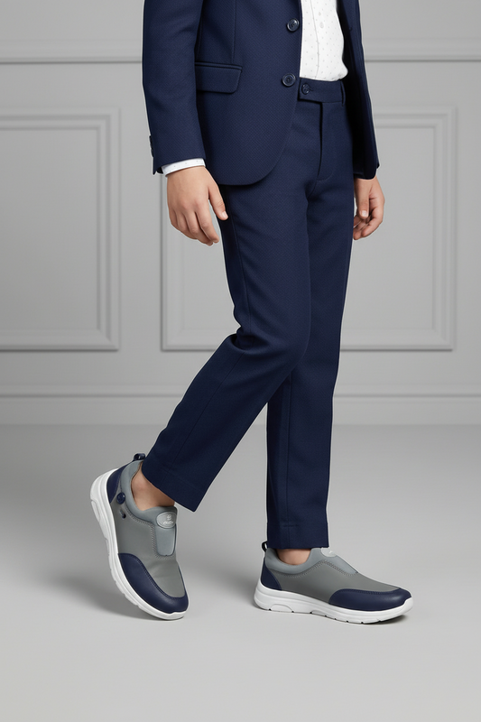 Urban Comfort Slip-On Sneakers – Grey & Navy Blue