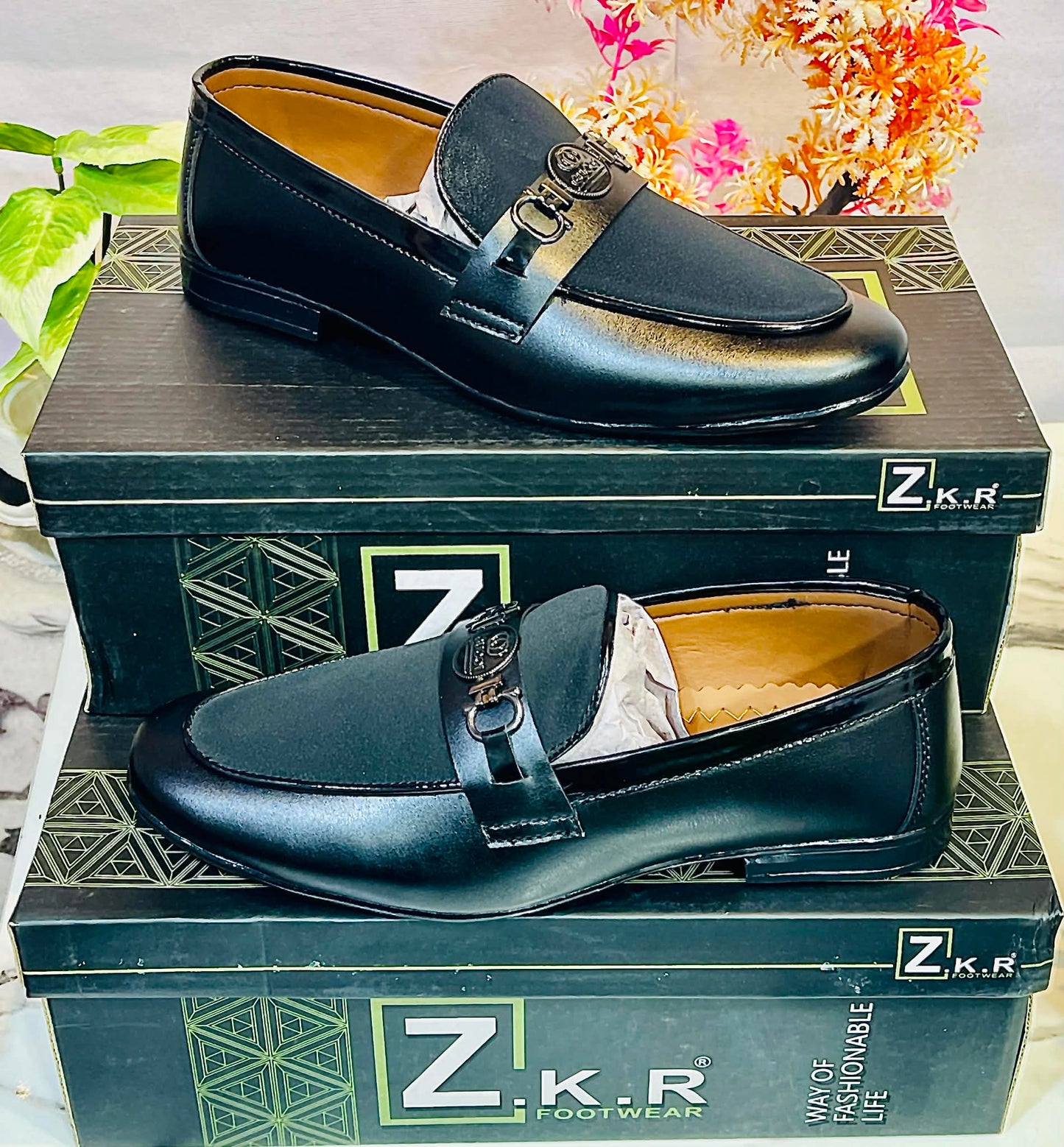 Premium Z.K.R Mens Black Loafers – Stylish Formal & Casual Wear Shoes