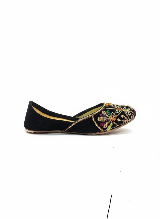 Handcrafted - Kids - Velvet Khussa with Intricate Zari & Resham Embroidery