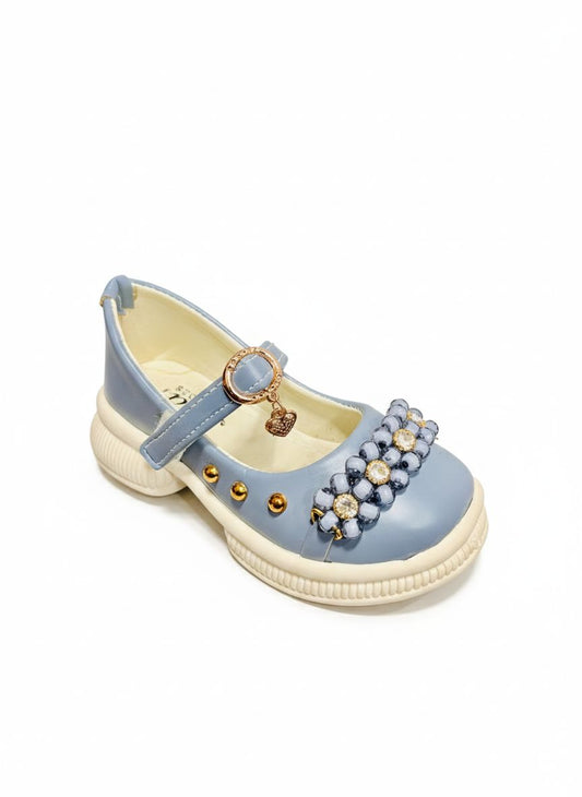 Cute Heart Charm Fancy Shoes with Beaded Flowers – Kids Fashion Shoes