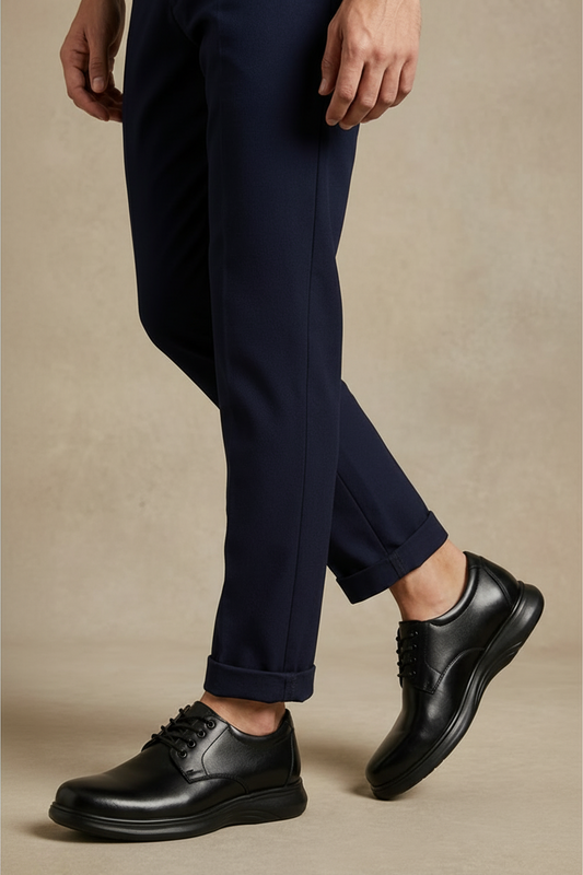 The Executive Comfort Lace-Up: Premium Black Leather Business Casual Shoe