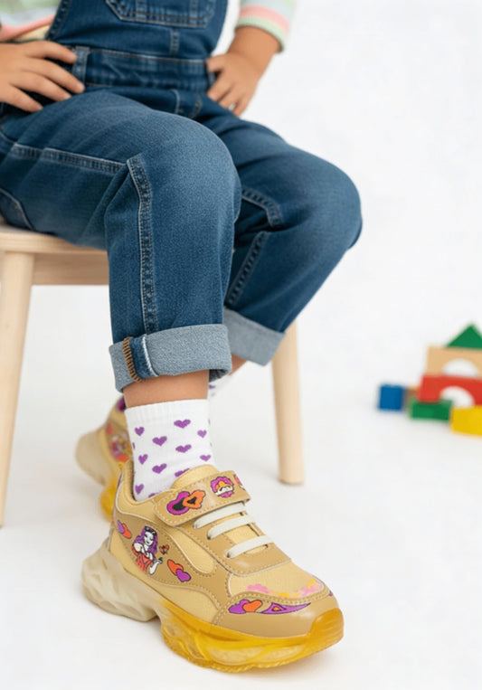 Girls Fashion Heart Printed Comfort Shoes – Soft & Stylish