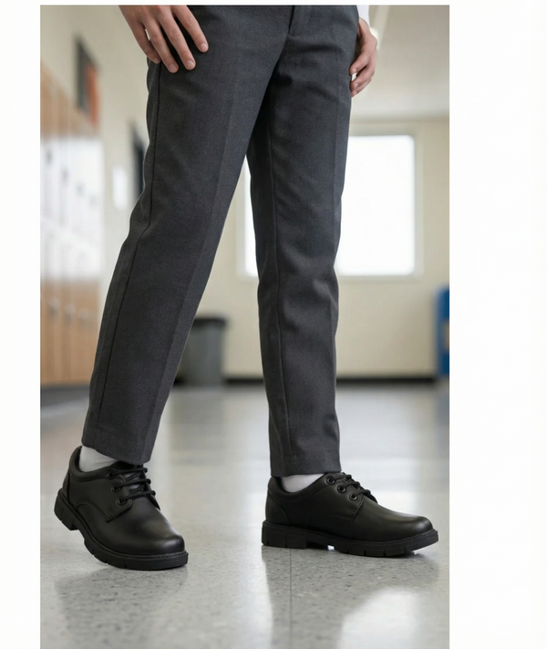Classic Boys Black Lace-Up School Shoes – Durable & Comfortable