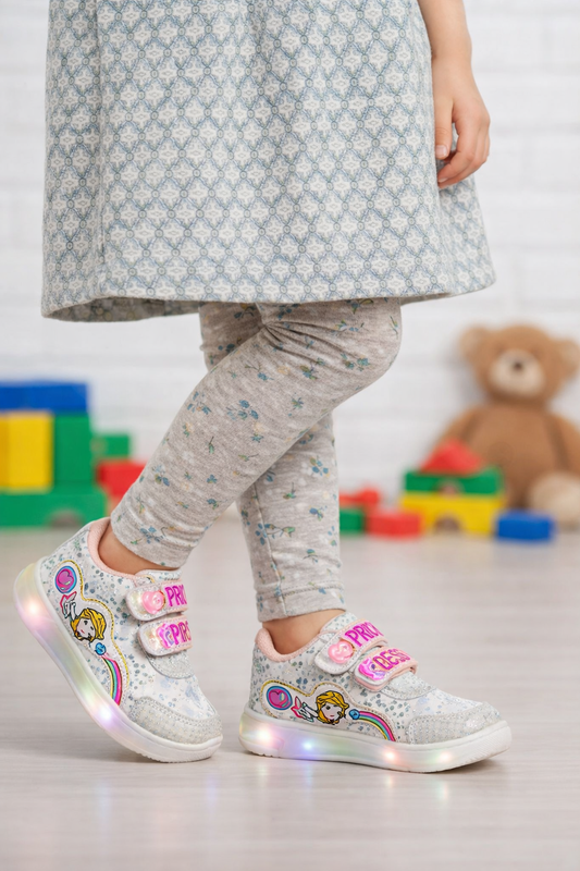 Girls Sparkle Cartoon LED Sneakers – Comfort & Style for Little Princesses