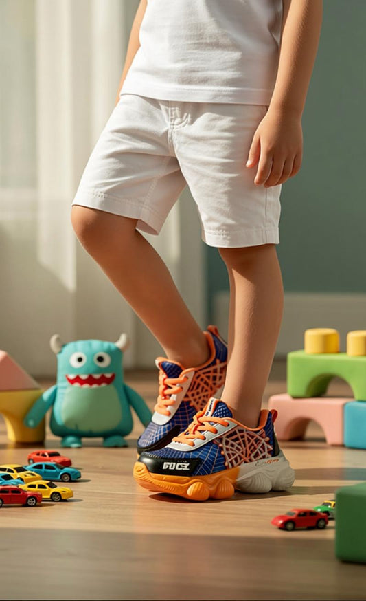 Kids Spider Web LED Sports Shoes – Soft Comfortable Sneakers for Boys
