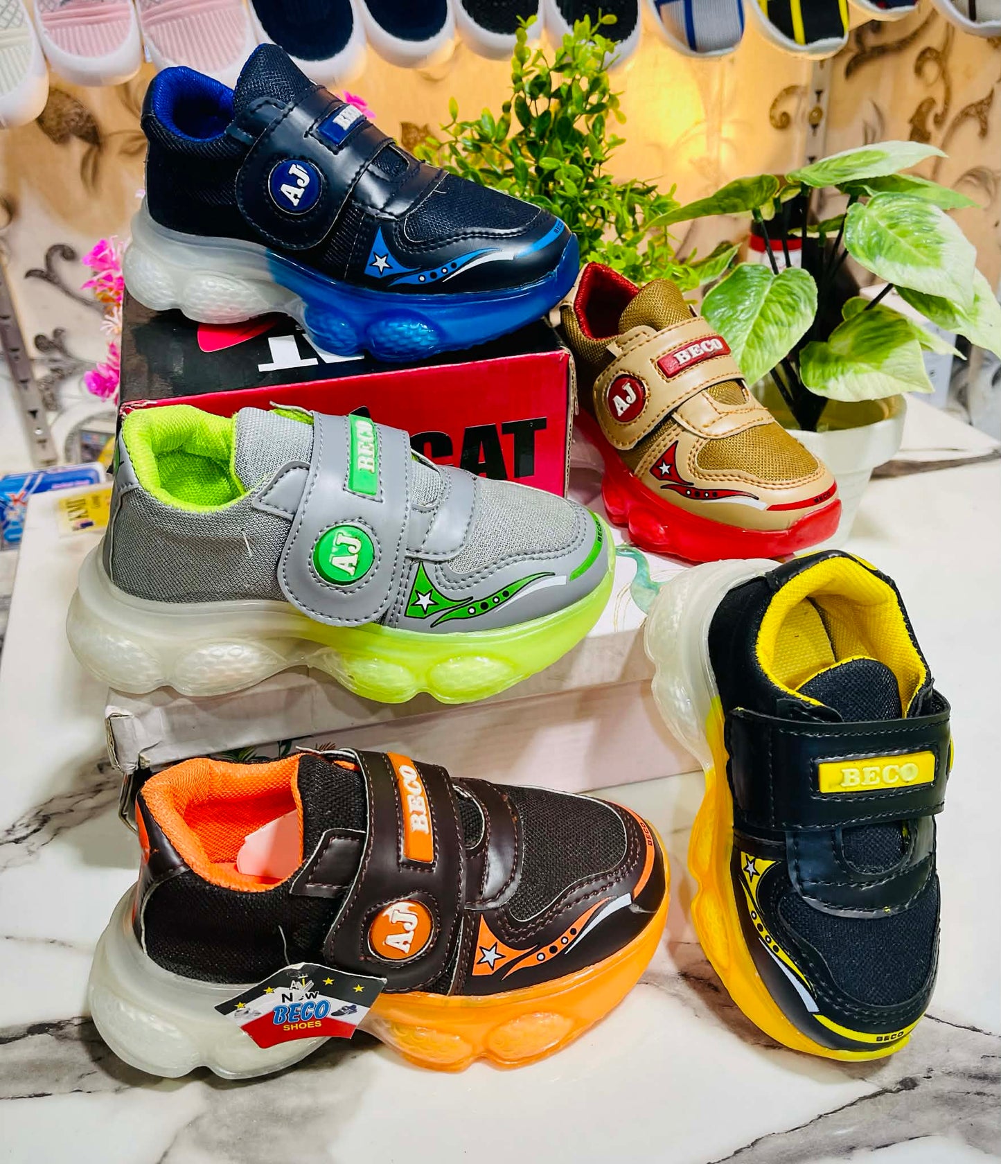 Kids AJ BECO Bubble Sole Jogers – Soft, Stylish & Velcro Strap Lighting Shoes